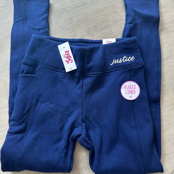 Justice Fleece Lined Leggings - Dark Blue and Light Mint - Picture 4 of 9